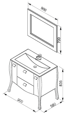 Мебель для ванной Aquanet Мадонна 90  эбен с кристаллами Swarovski