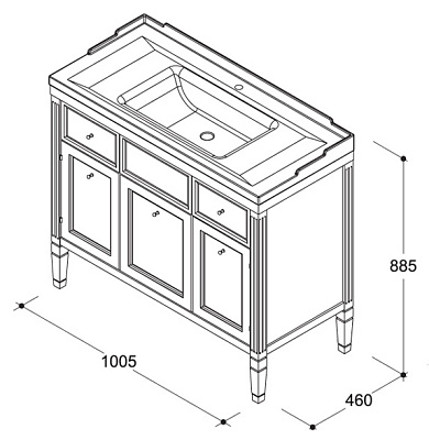 Тумба с раковиной Caprigo Альбион 100 BIANCO Antico