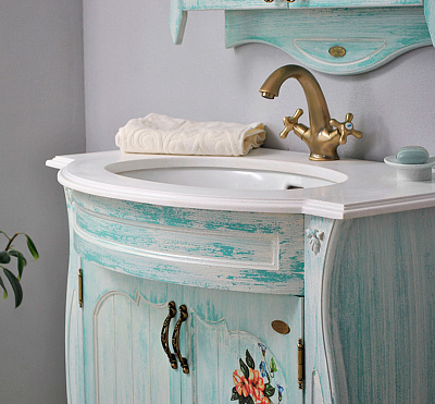 Тумба с раковиной Атолл Ривьера heaven (небесно-голубая)