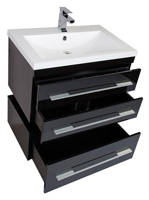 Тумба с раковиной Aquanet Нота 75 черная
