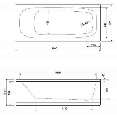 Акриловая ванна CEZARES Eco 180x80