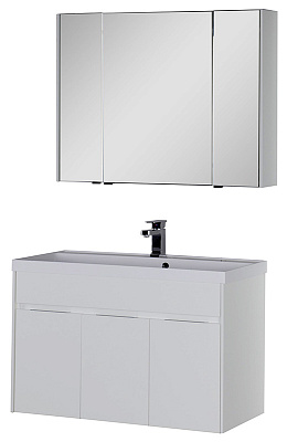 Тумба с раковиной Aquanet Латина 100 белая