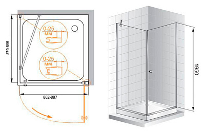 Душевой уголок Cezares Triumph A1 90 C Cr R