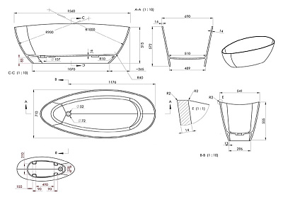 Ванна из литьевого мрамора Romance Collection Fusion 156x71 R