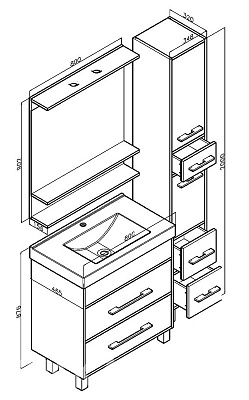 Тумба с раковиной Бриклаер Чили 80 серая лиственница