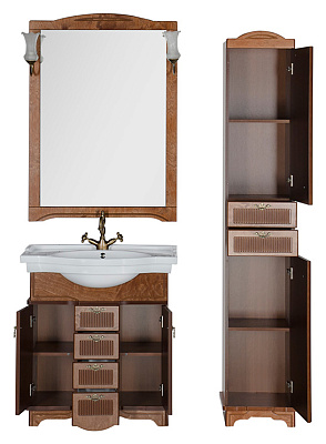 Тумба с раковиной Aquanet Луис 80 NEW темный орех