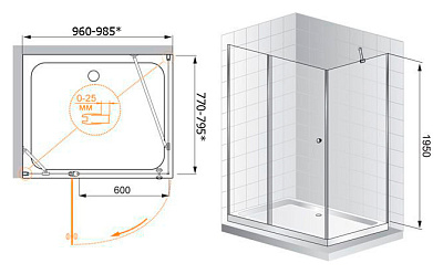 Душевой уголок Cezares Triumph AH1 100/80 C Cr L
