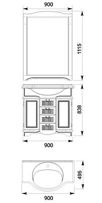 Тумба с раковиной Aquanet Луис 90 бежевая