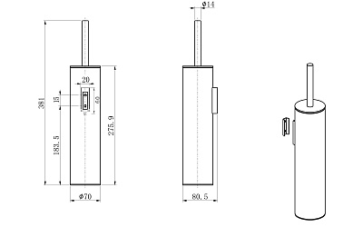 Туалетный ершик в комплекте WONZON & WOGHAND, Брашированное золото WW-V4601-BG