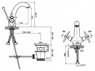 Смеситель Cezares Nostalgia NOSTALGIA-LS1-03 для раковины