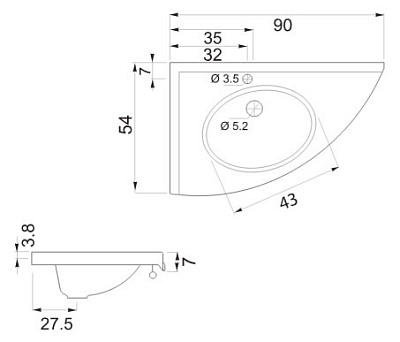 Тумба с раковиной De Aqua Трио белый L фурнитура золото