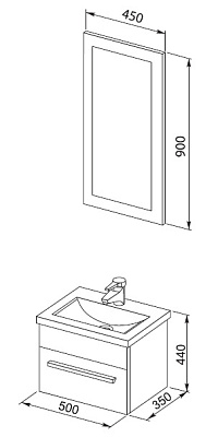 Мебель для ванной Aquanet Нота 50 лайт черная