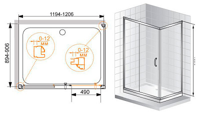 Душевой уголок Cezares Pratico AH1 100/80 P Cr