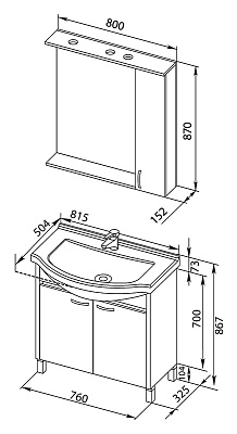Мебель для ванной Aquanet Донна 80 беленый дуб