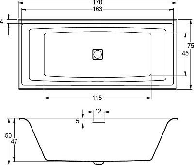 Акриловая ванна RIHO Still Square L 170x75 LED