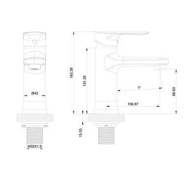 Смеситель для раковины WONZON & WOGHAND, Белый матовый WW-XH-011-MW
