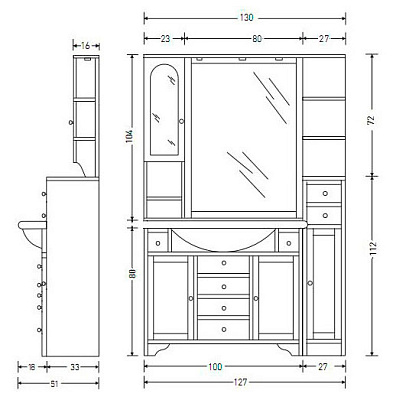 Мебель для ванной Eban Eleonora Modular 130 L орех