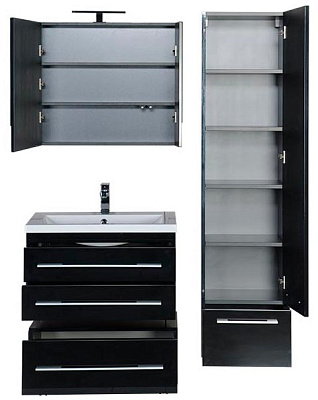 Тумба Aquanet Нота 75 подкатная черная