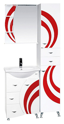 Тумба с раковиной Misty Каролина 60 3 ящика R красное стекло