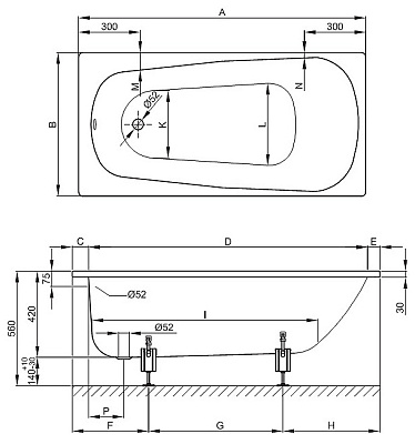 Стальная ванна Bette Form 3800 AD PLUS