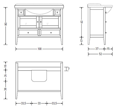 Тумба с раковиной Eban Arianna 105 белая