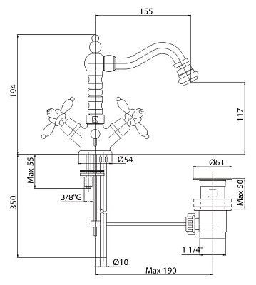 Смеситель Cezares Nostalgia NOSTALGIA-BS2-01 для биде