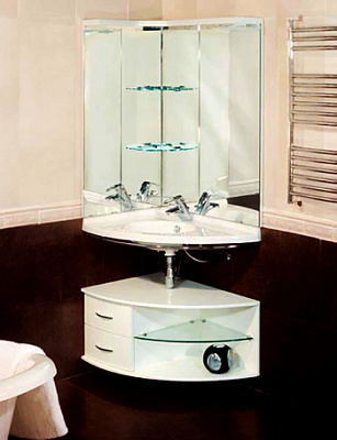 Тумба с раковиной De Aqua Трио белый L фурнитура хром