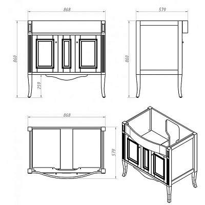 Тумба с раковиной Timo Aurora 90 M-R bianco/gold