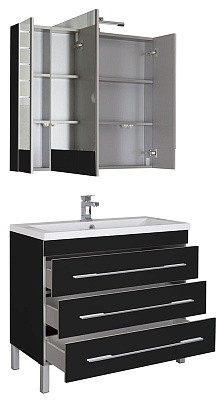 Тумба с раковиной Aquanet Верона 100 черная