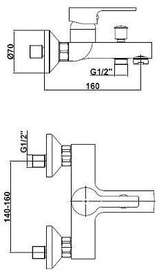 Смеситель GPD Solus MBB55 для ванны с душем