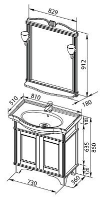 Тумба с раковиной Aquanet Николь 80
