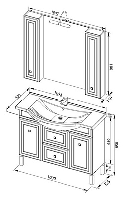 Мебель для ванной Aquanet Стайл 105 с ящиками