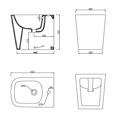 Биде напольное BelBagno Albano BB120B