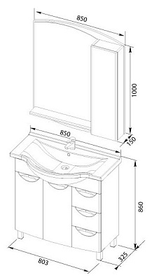 Мебель для ванной Aquanet Асти 85