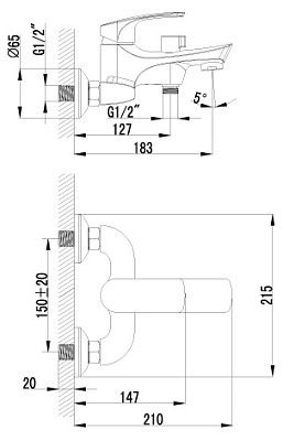 Смеситель Lemark plus Shape LM1712C для ванны с душем