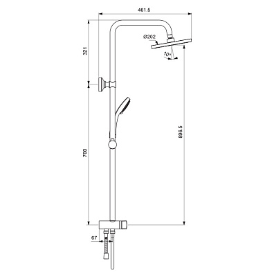 Система душевая BALANCE без смесителя, верхний душ, шланг и лейка Vidima BA274AA