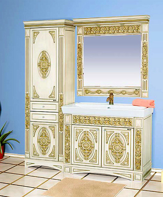 Тумба с раковиной Misty Беатрис 100 бежевая патина