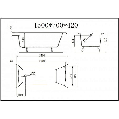 Чугунная ванна Castalia Prime 150x70