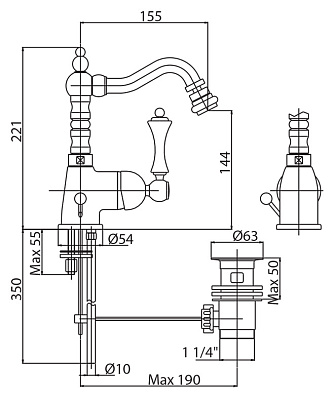 Смеситель Cezares Margot MARGOT-BSM2-03/24-M для биде