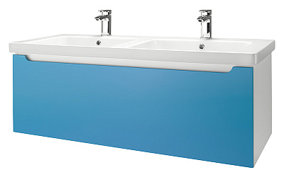 Тумба с раковиной Dreja Color 125 голубой глянец