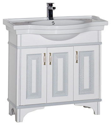 Тумба с раковиной Aquanet Валенса 100 белый краколет/серебро