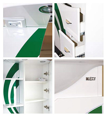 Тумба с раковиной Misty Каролина 60 3 ящика R зеленое стекло