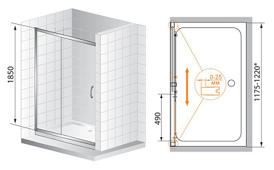 Душевая дверь в нишу Cezares Art Gotico BF1 C D