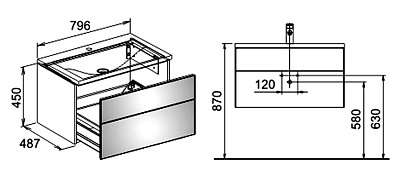 Тумба с раковиной Keuco Royal Reflex трюфель 80 см