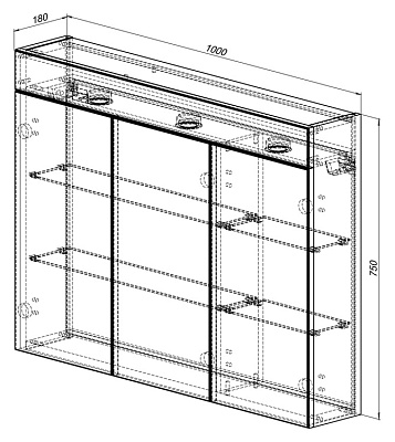 Зеркало-шкаф Cezar Sanus 100 черный