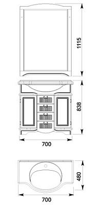 Тумба с раковиной Aquanet Луис 70 белая