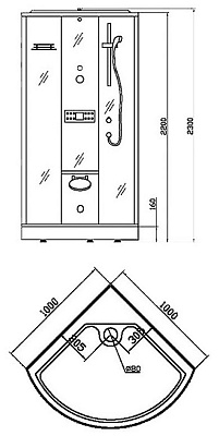 Душевая кабина Eago DZ949 F8 черное стекло