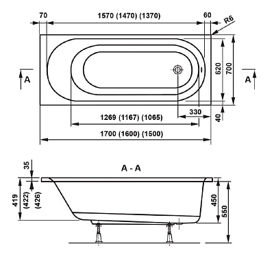 Акриловая ванна VAGNERPLAST Kasandra (150 см)