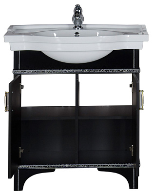 Тумба с раковиной Aquanet Валенса 80 черный краколет/серебро