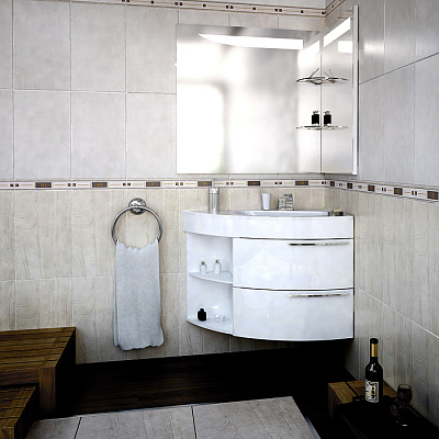 Тумба с раковиной De Aqua Трио Люкс белая R